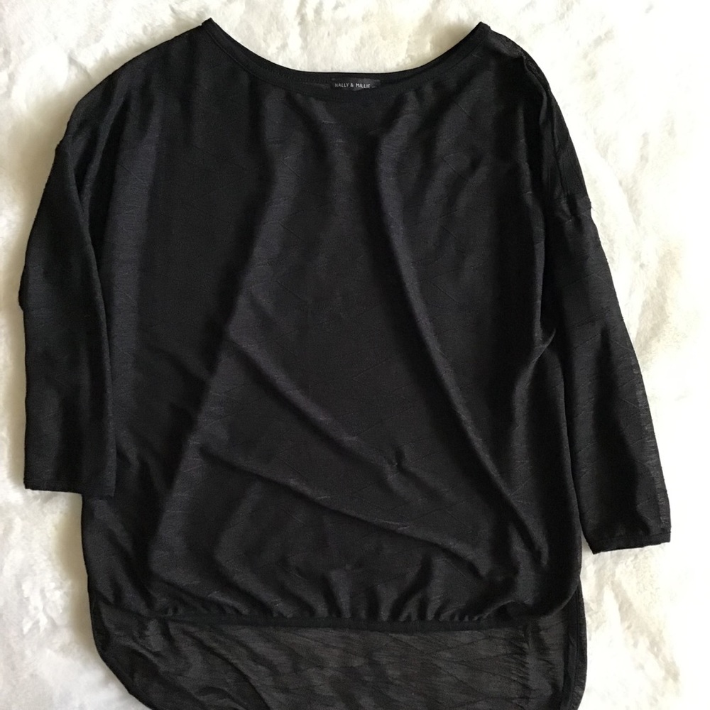 Nally and Millie black sheer top,  XS